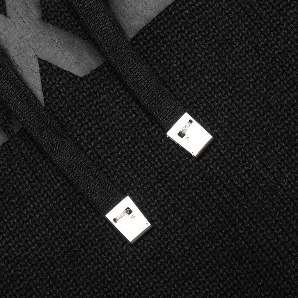 Logo Knit Hooded Sweater - Black