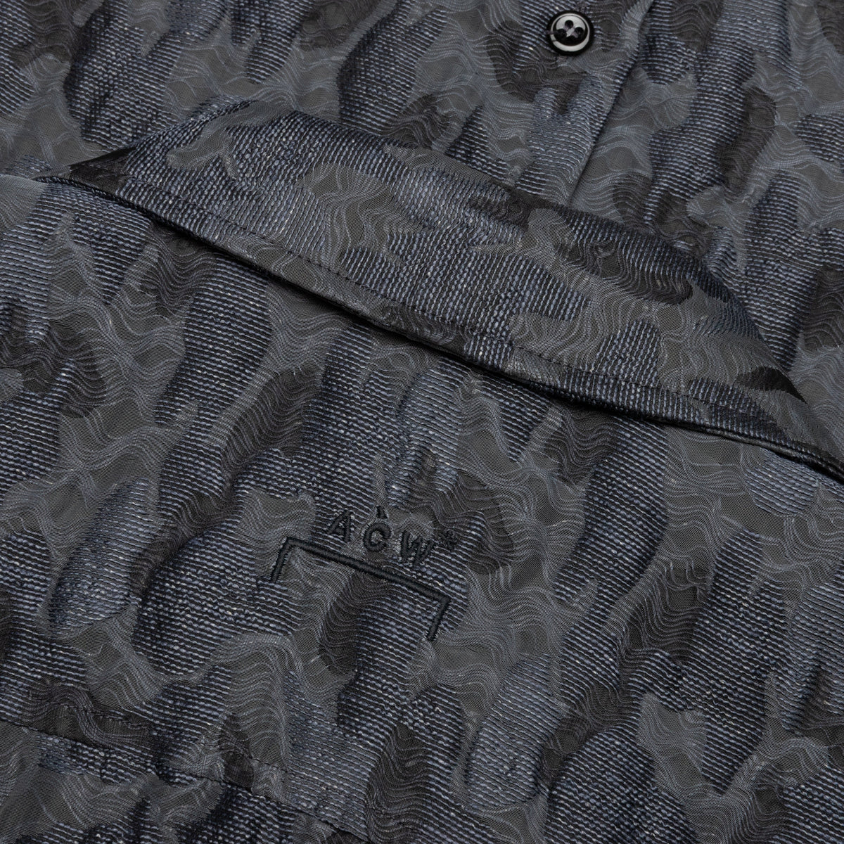 Open Neck Stencil Print Shirt - Charcoal