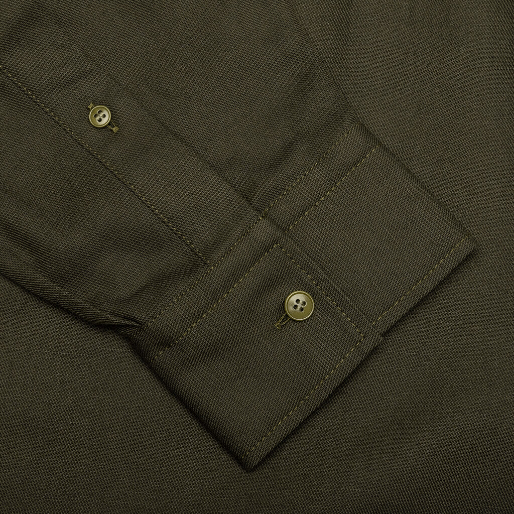 Linen Blend Shirt - Dark Olive