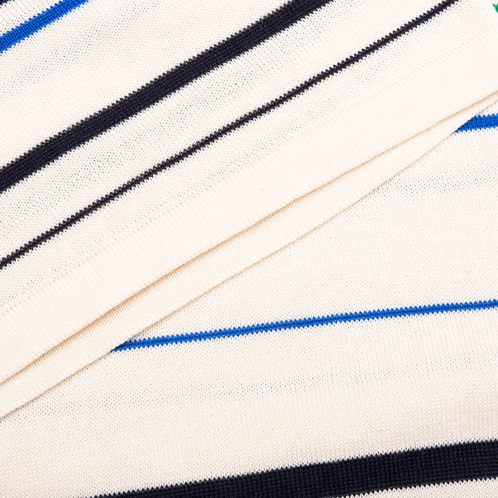 Adidas x Wales Bonner Knit Polo - Wonder White/Green/Blue Bird