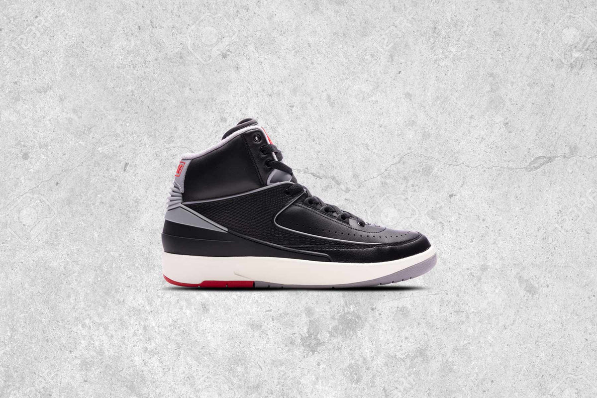 Air Jordan 2 Retro (GS) 'Black Cement' - Black/Cement Grey/Fire Red