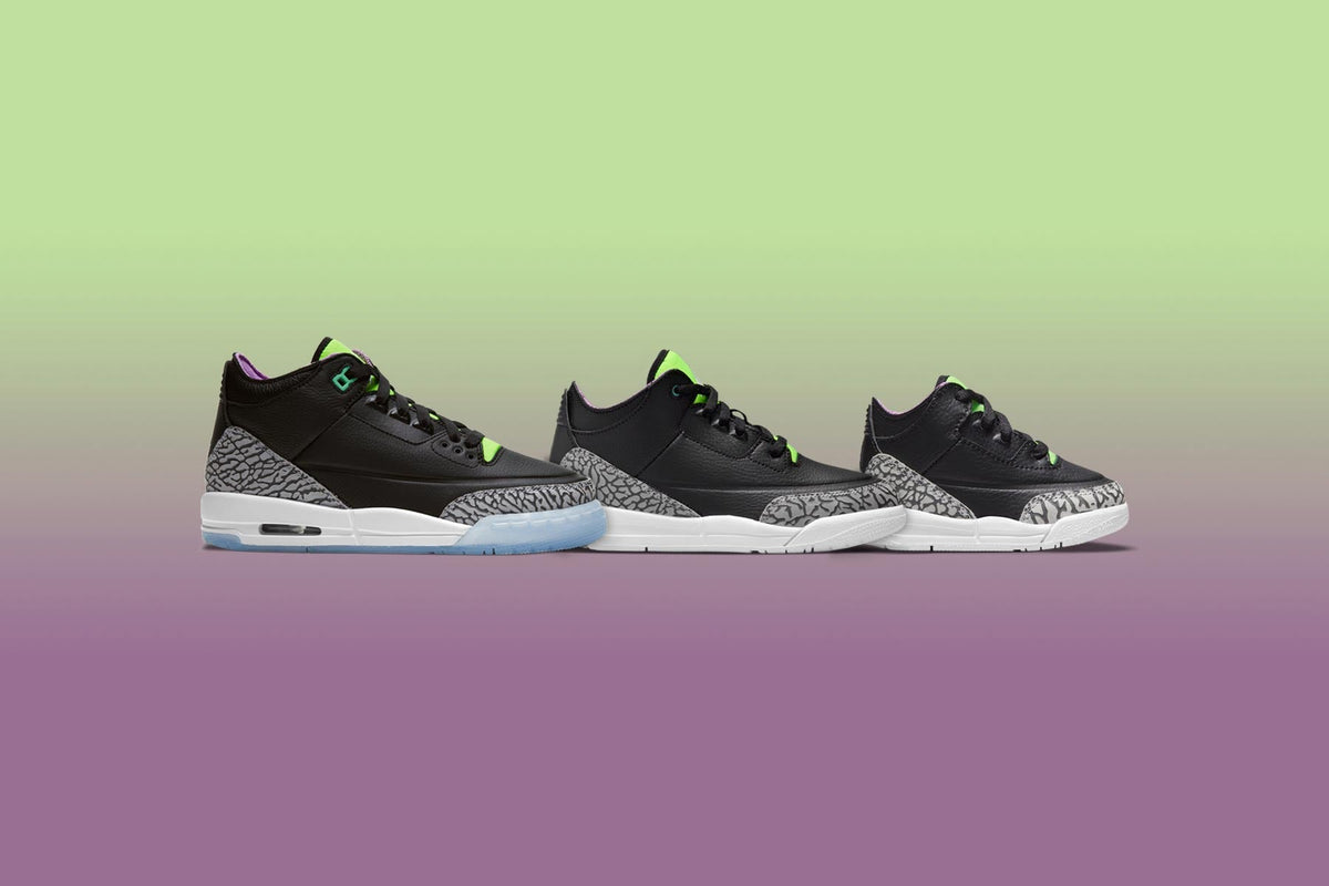 Air Jordan 3 Retro SE (GS) 'Electric Green' - Black/Violet Shock