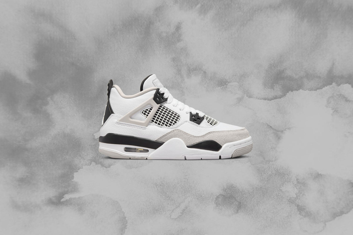 Air Jordan 4 Retro (GS) - White/Black/Neutral Grey