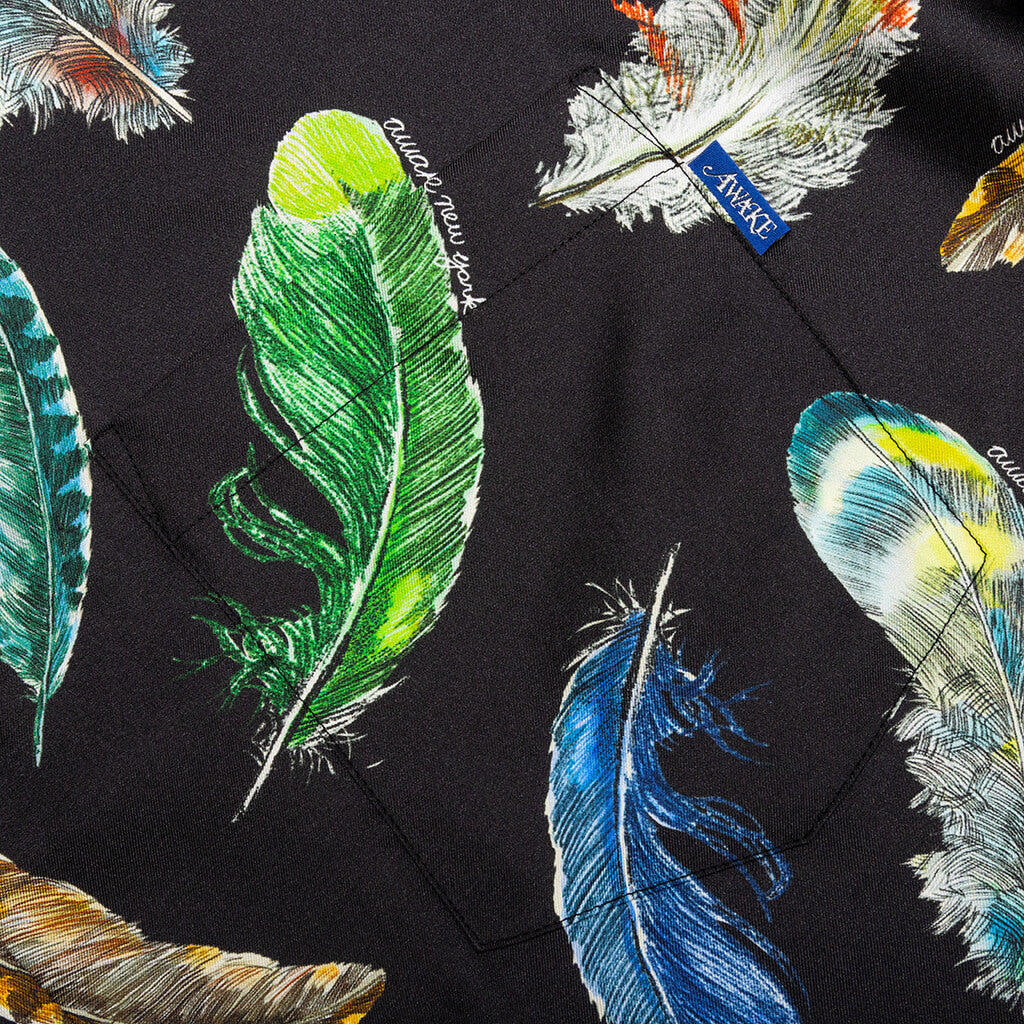 Awake Feathers Silk Shirt - Black