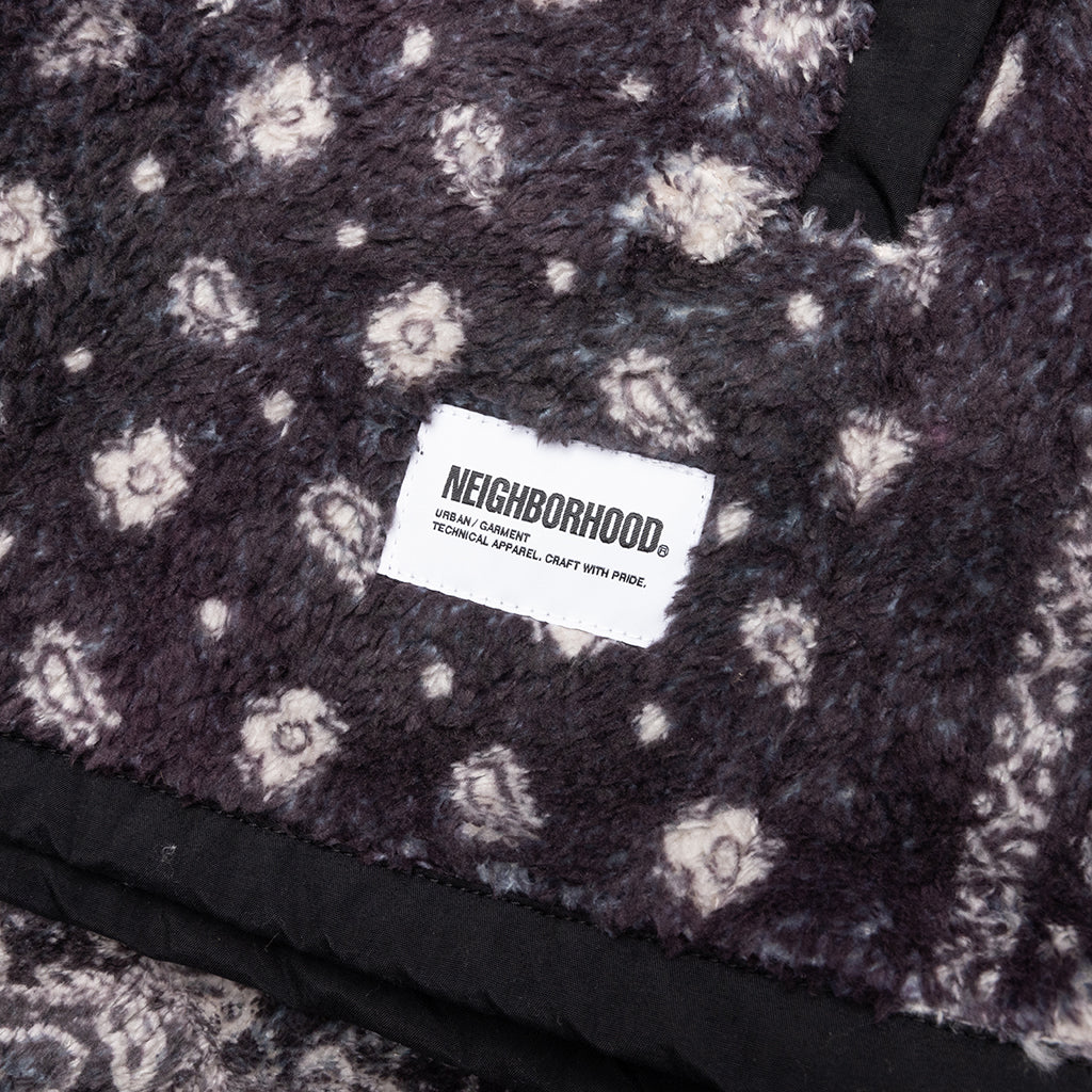 Bandana Pattern Fleece Jacket - Black