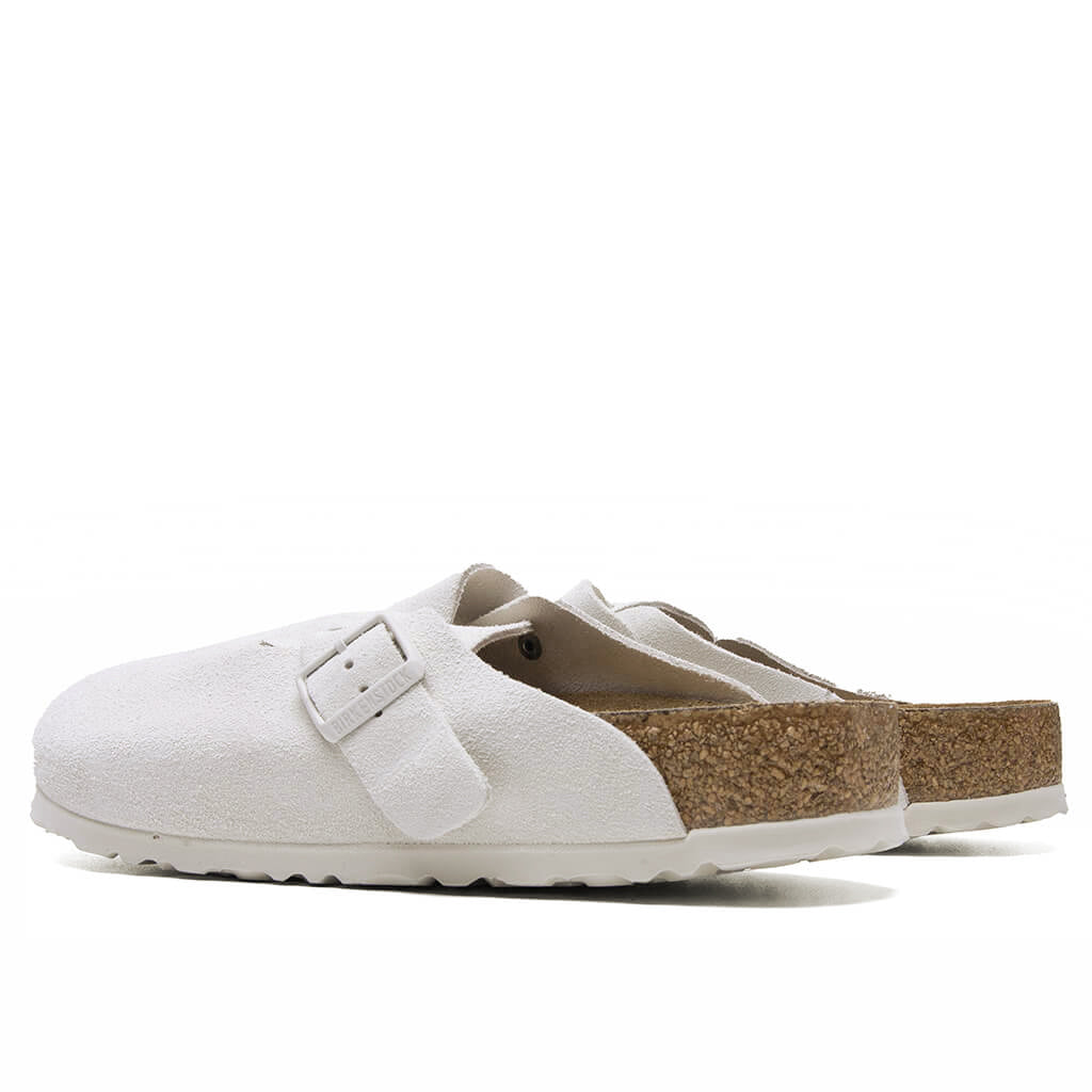 Boston Soft Footbed Suede Leather - Antique White