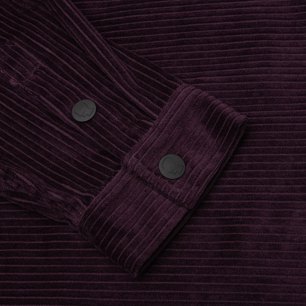Cobblestone Cord Zip Shirt Jacket - Purple