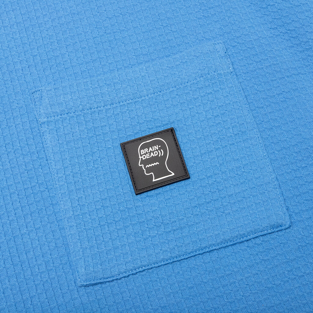 Waffle Knit Mockneck S/S Shirt - Blue