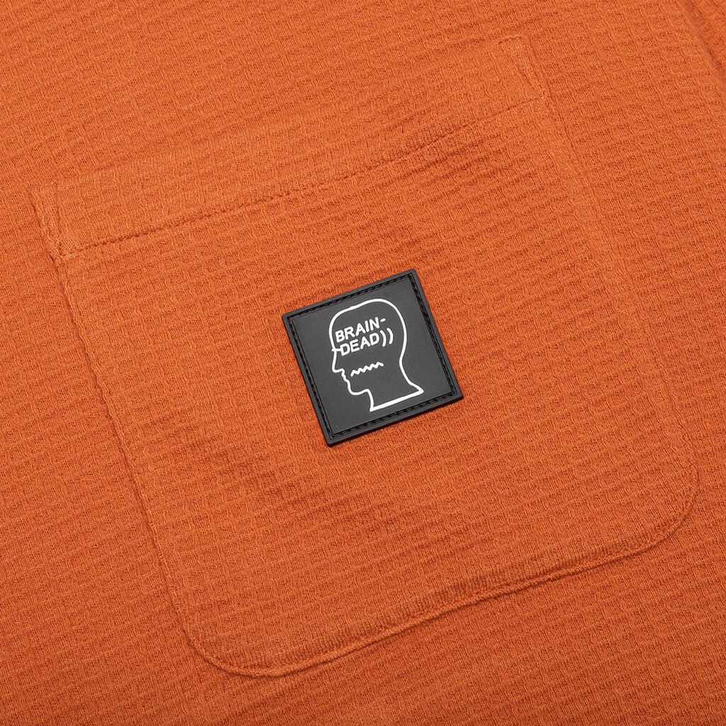 Core Mock Neck Waffle Long Sleeve - Terracotta