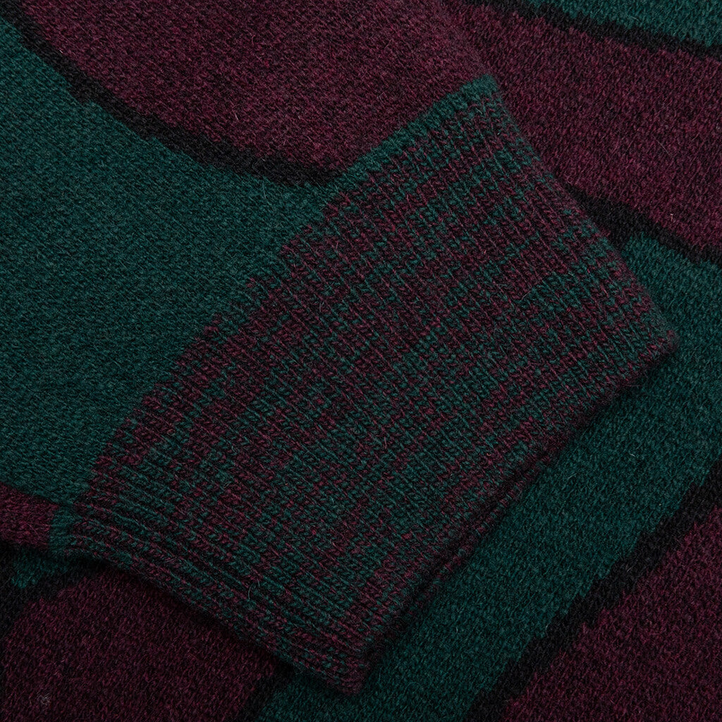 Distorted Waves Knitted Pullover - Pine Green