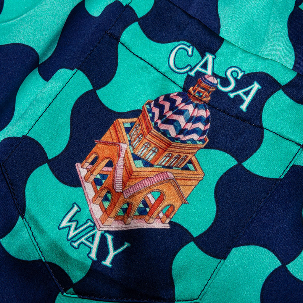 Pool Tile Silk Satin Shorts - Multi