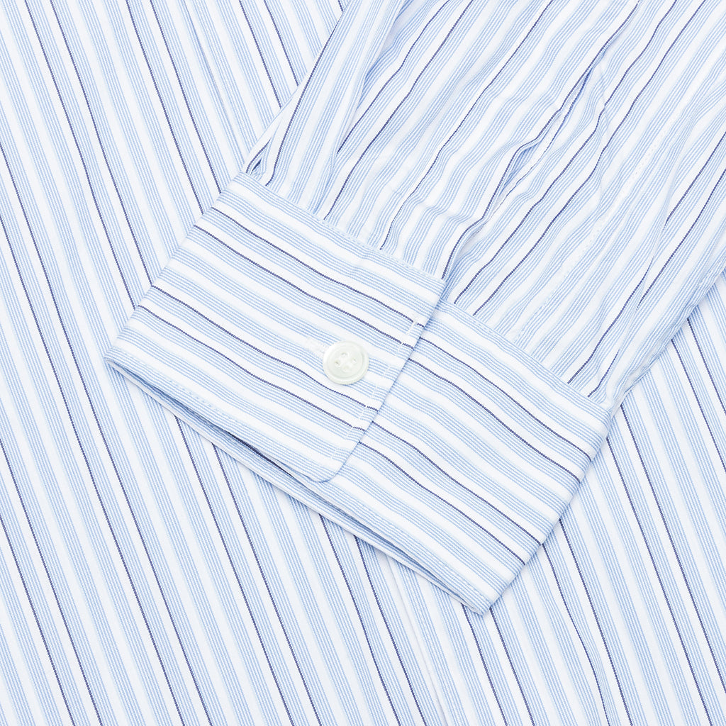 Black Emblem Stripe Button Down - Light Blue