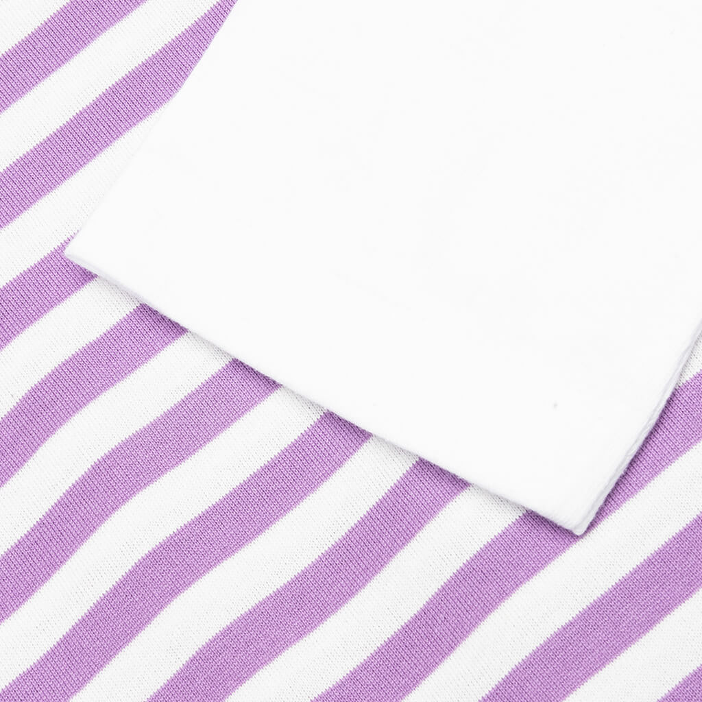 Women's Striped White Sleeve L/S T-Shirt - Purple