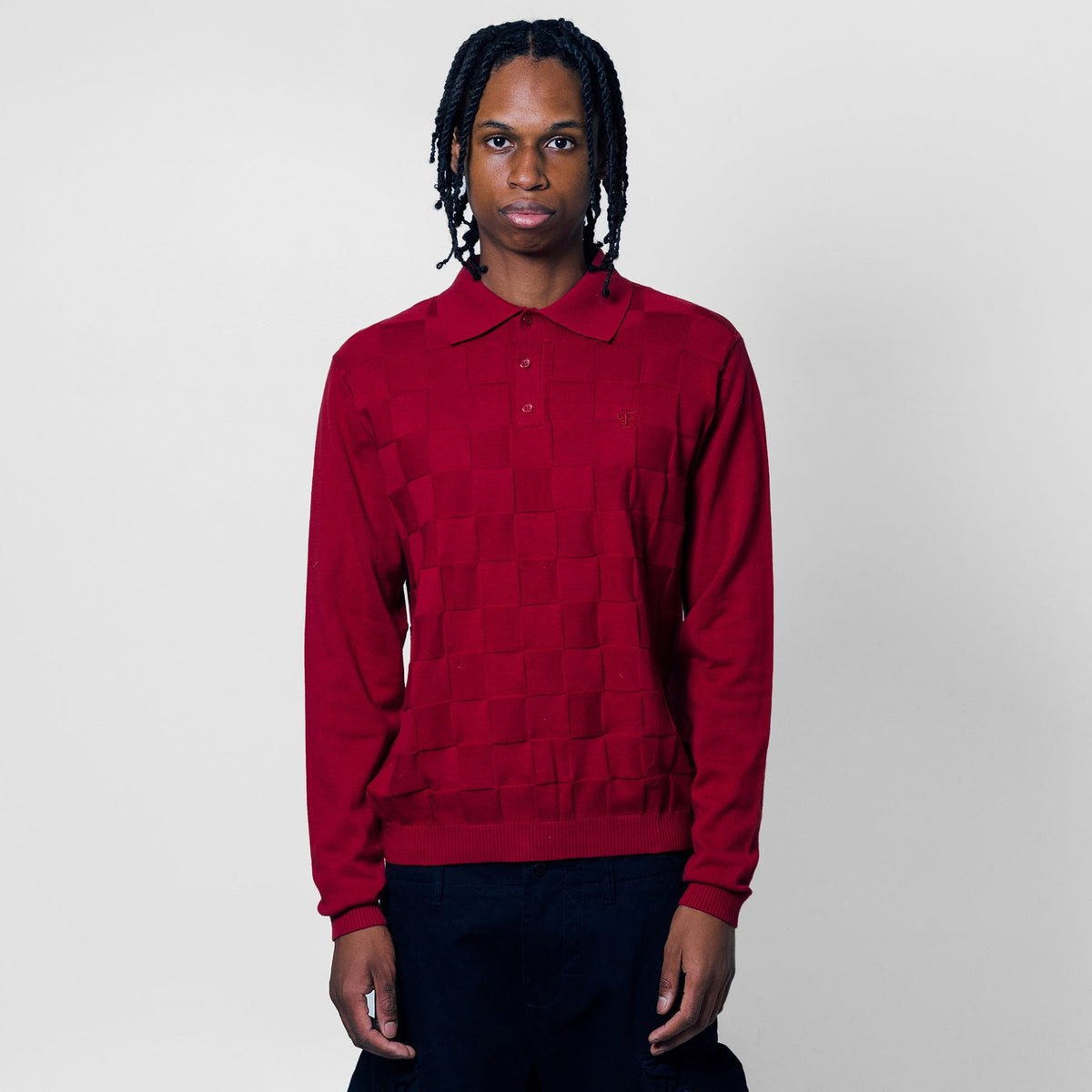 Palmer Checked L/S Sweater Polo - Augusta Green