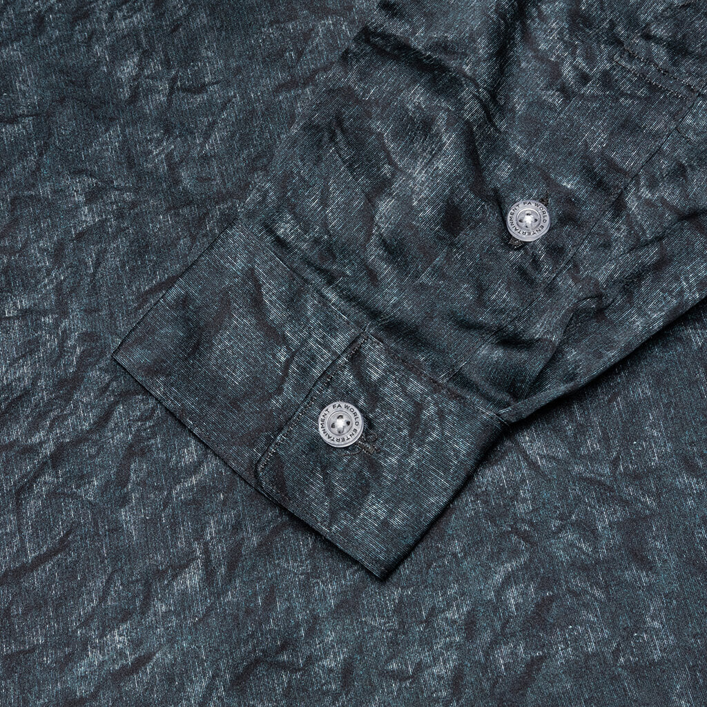 Silk Crinkle L/S Lounge Shirt - Black