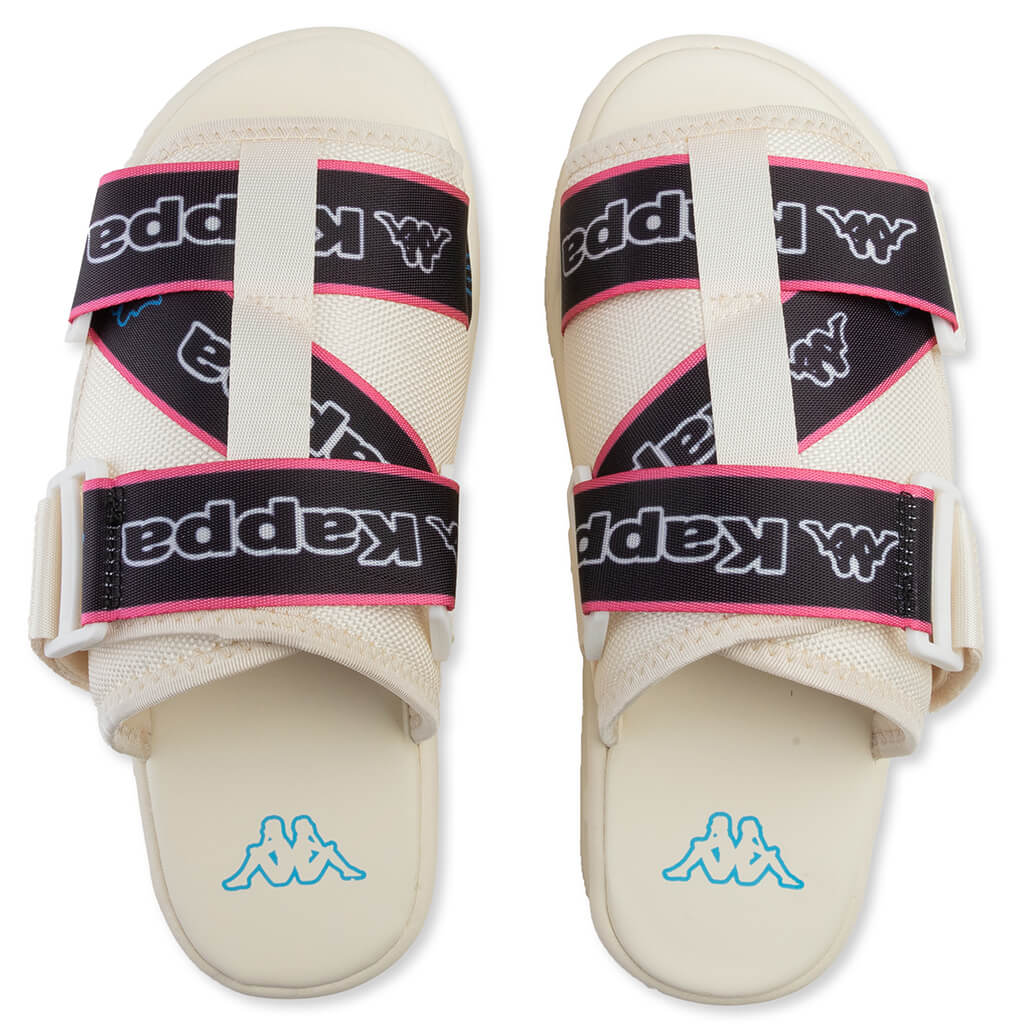 Logo Tape Kalpi Sandals - Cream/Blue Turkis