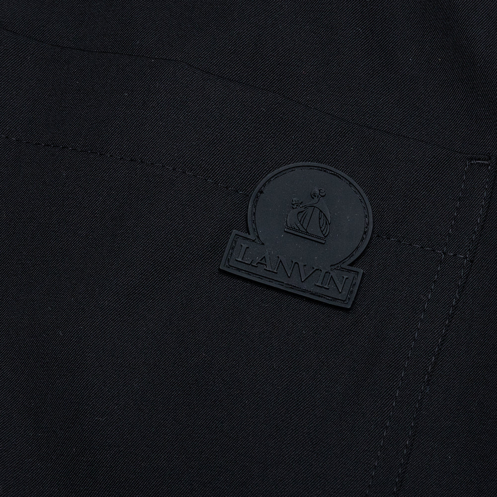 Straight Fluid Pants w/ Drawstrings - Black