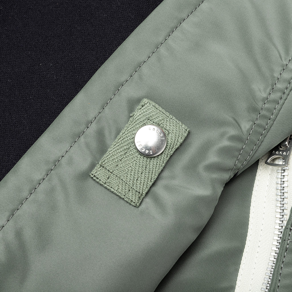 Nylon Twill X Sponge Sweat Hoodie - Navy/Khaki