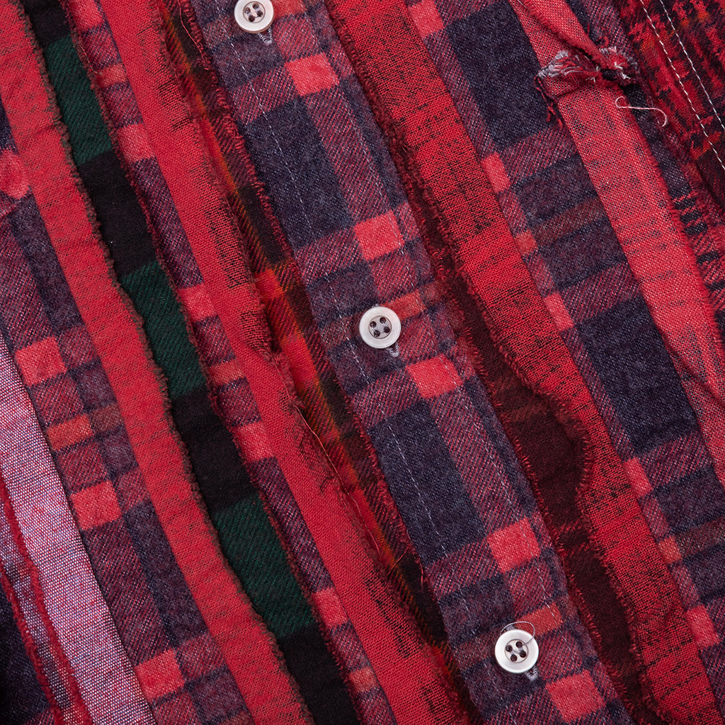 Over Dyed Ribbon Wide Shirt - Red