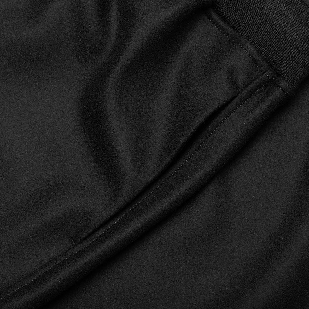 Melton Wool Trousers with Drawstring at Hems - Black