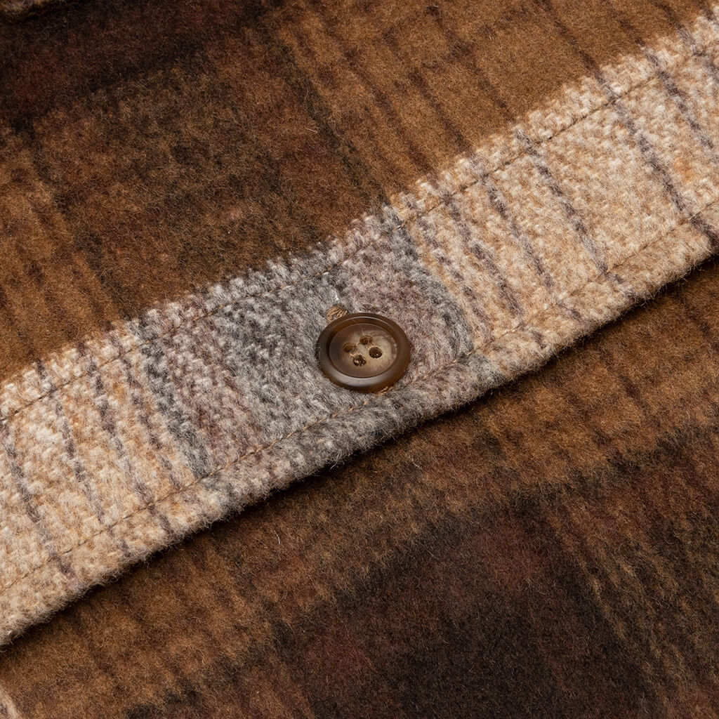 Brushed Wool Flannel Button Down Shirt - Brown
