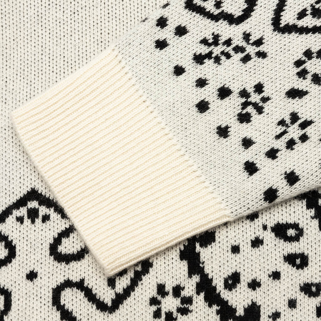 Bandana Stripe Cardigan - Creme/Black
