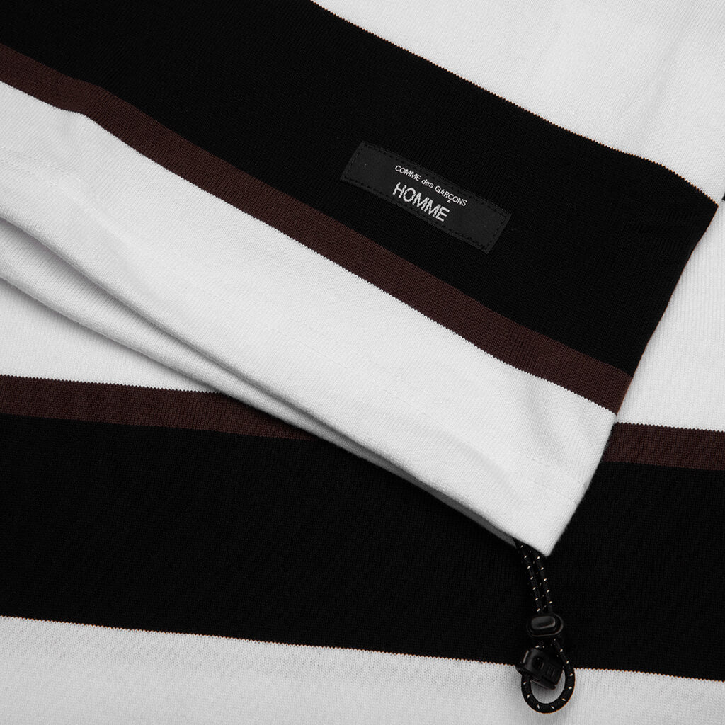 Cotton Jersey Multi Border T-Shirt - Black/Brown/White