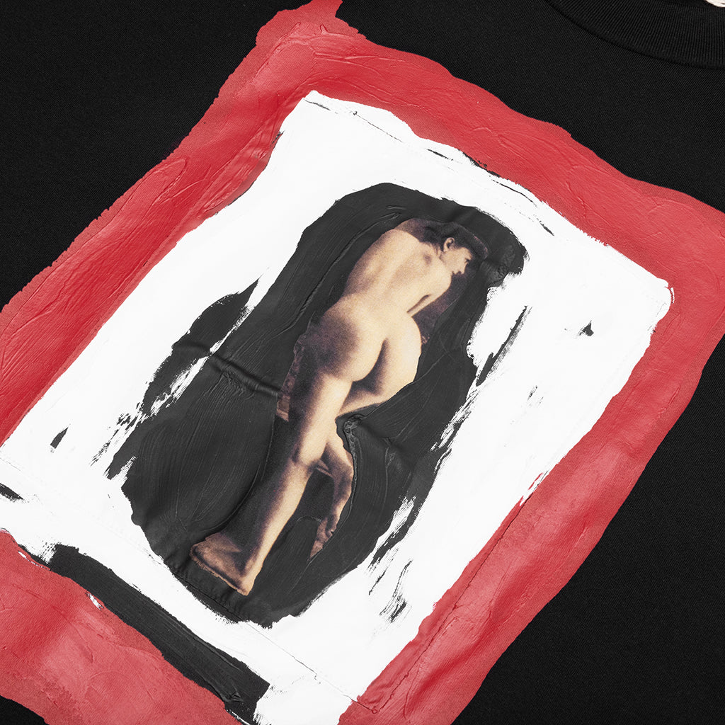 Cotton T-Shirt with Mended Patch - Black
