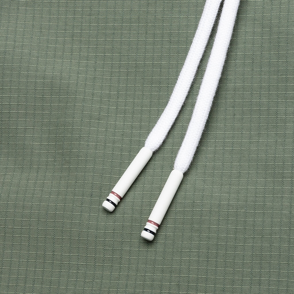 Contrast White Stitching Track Shorts - Dark Green