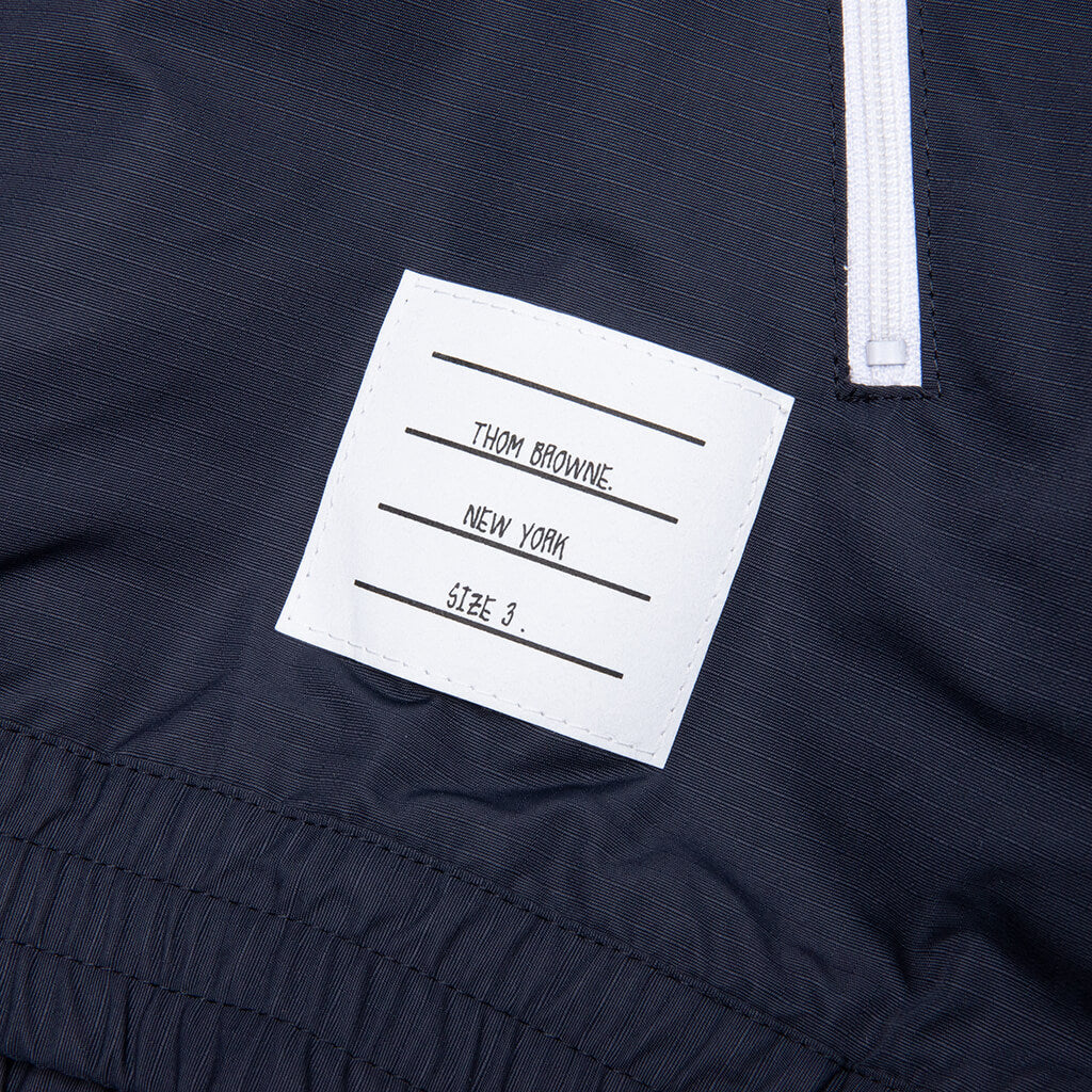 Mesh 4-Bar Hooded Zip Up Jacket - Navy