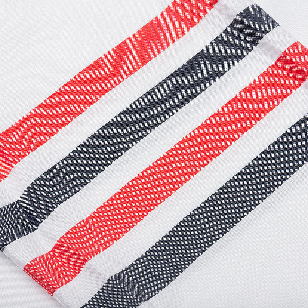 Zip Front Button Down L/S Shirt - Red/White/Blue