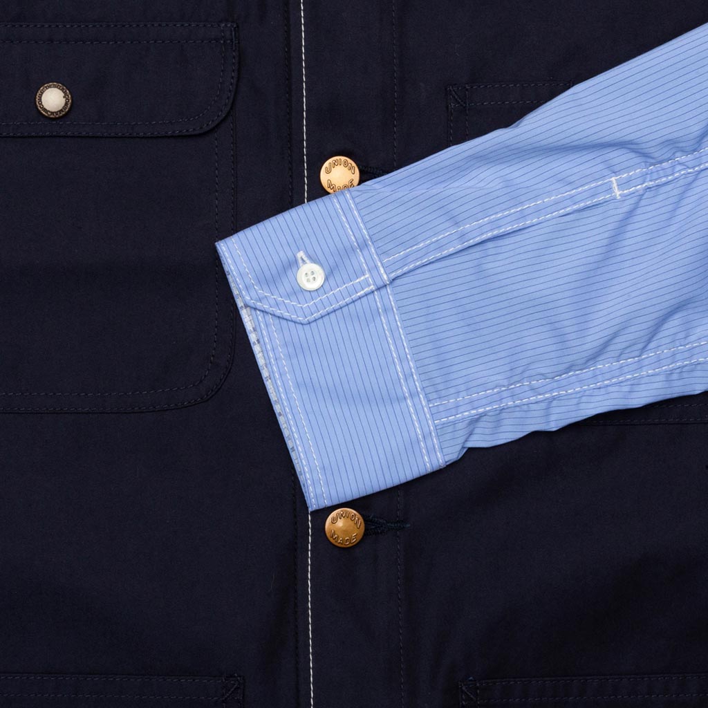 Mixed Fabric Shirt - Blue/Navy