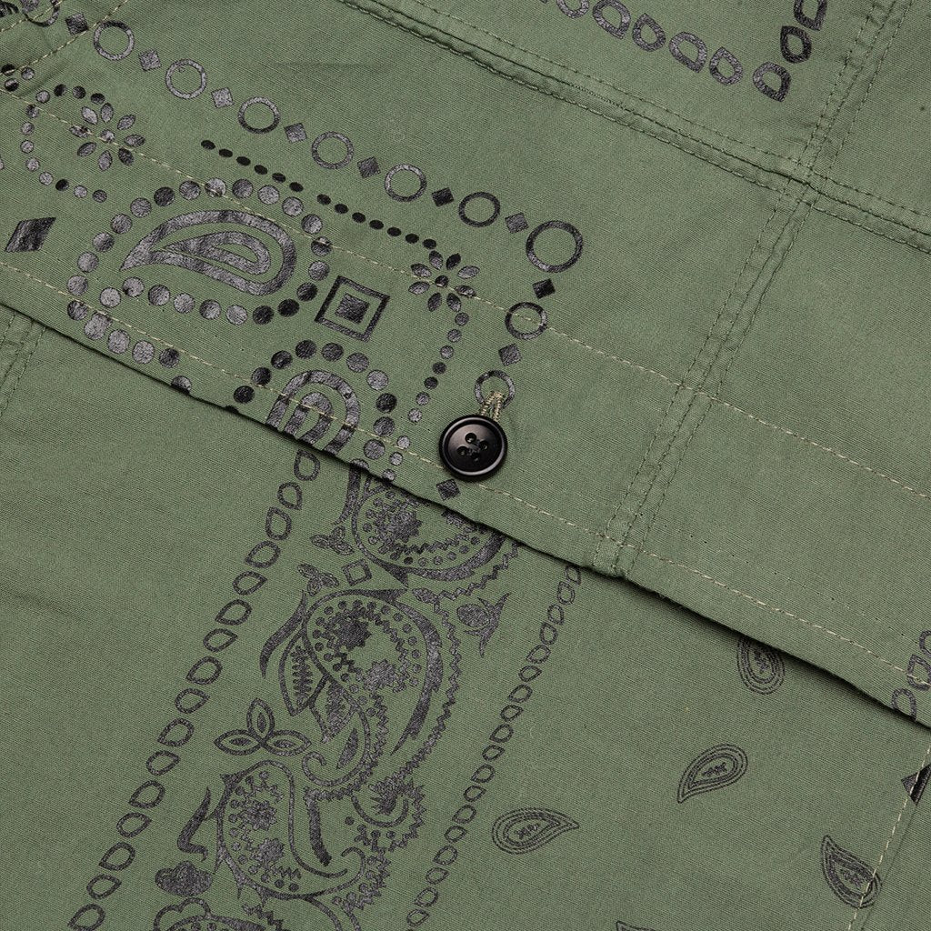 Bandana Patchwork Button Down Shirt - Sage
