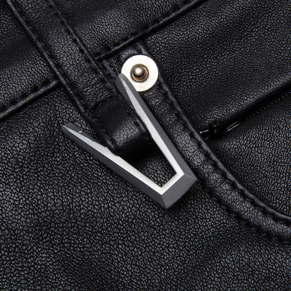 Leather 6 Pocket Pant - Black