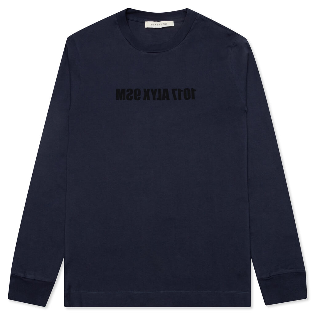Mirrored Logo L/S Tee - Navy