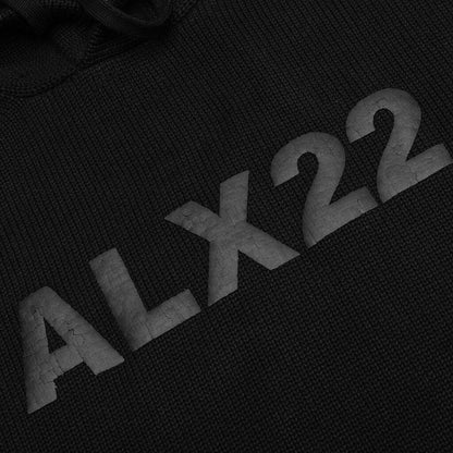 Logo Knit Hooded Sweater - Black