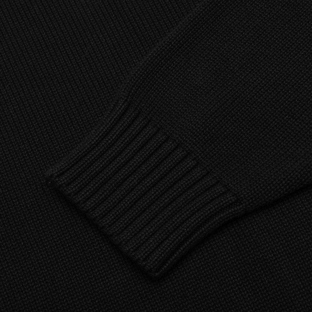 Logo Knit Hooded Sweater - Black