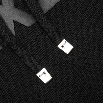 Logo Knit Hooded Sweater - Black