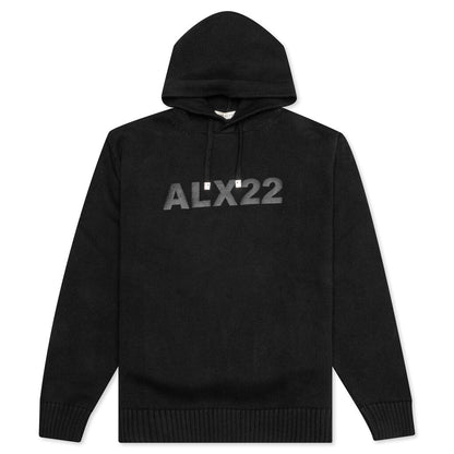 Logo Knit Hooded Sweater - Black