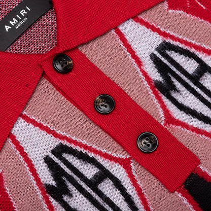 Argyle Jacquard S/S Polo - Red