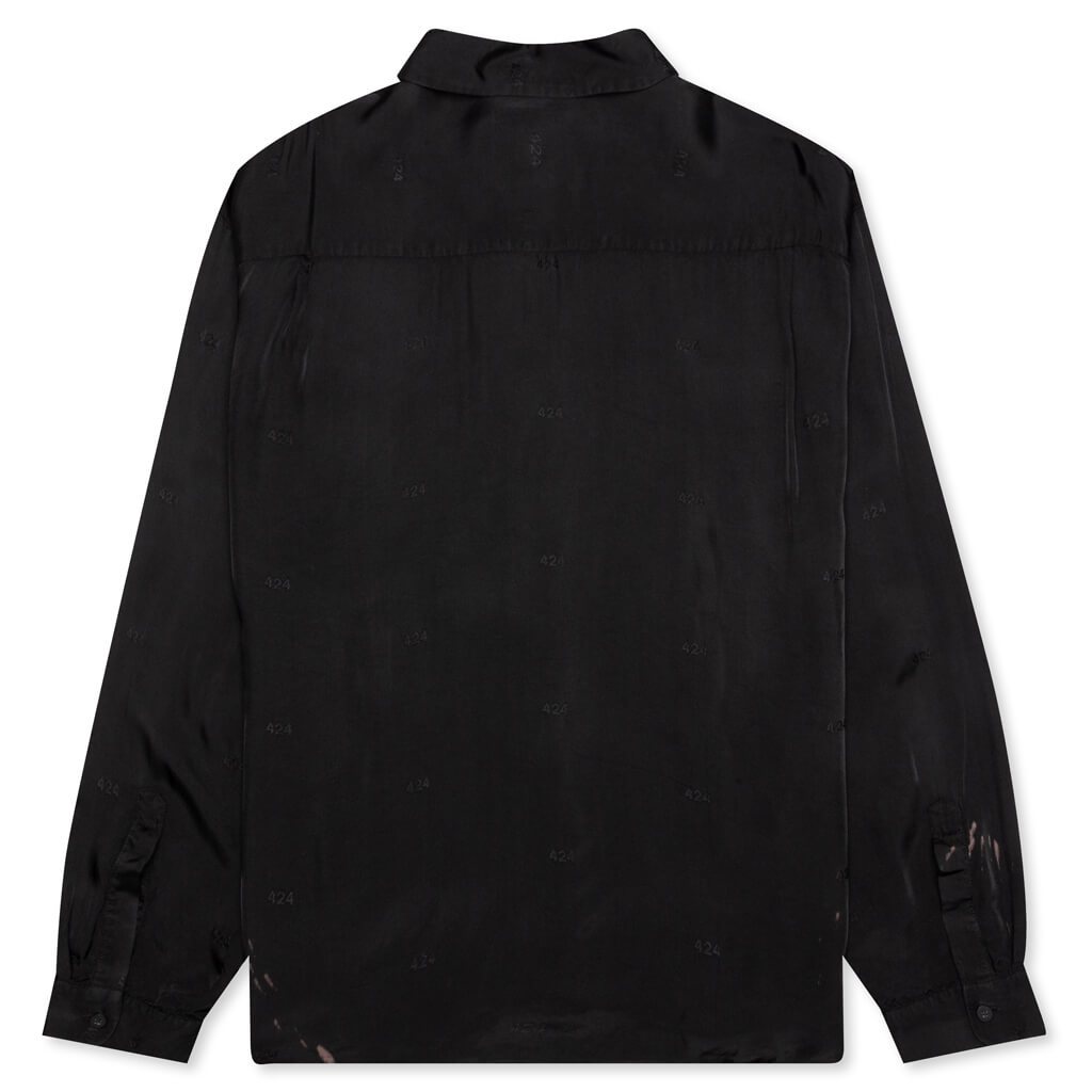 Viscose Button Up W/Bleach - Black