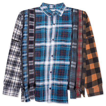 7 Cuts Zipped Wide Flannel Shirt - Assorted