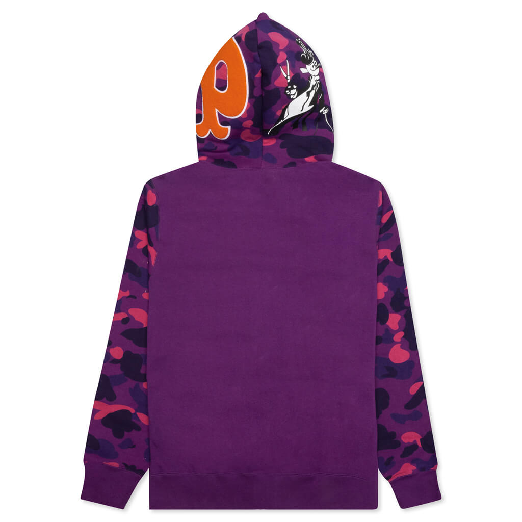 Color Camo Panda Full Zip Hoodie - Purple
