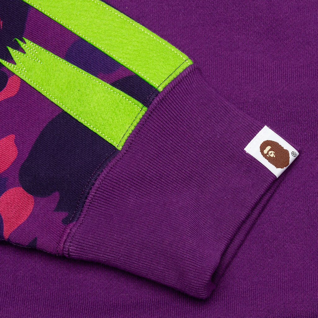Color Camo Panda Full Zip Hoodie - Purple