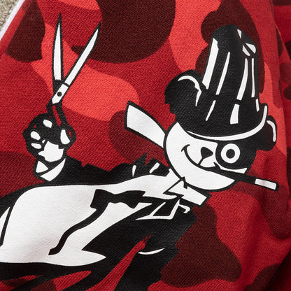 Color Camo Panda Full Zip Hoodie - Red