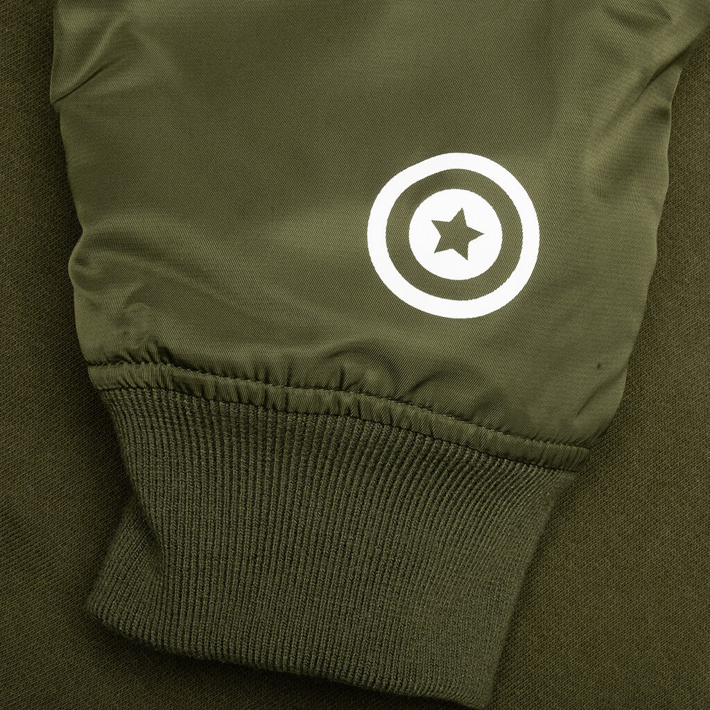 Military Shark Relaxed Fit Full Zip Hoodie - Olive Drab