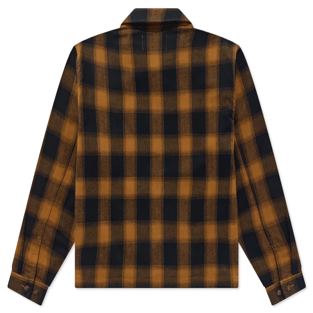 Brushed Flannel Shirt Jacket - Orange Multi