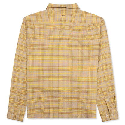 Check Flannel Button-Up Shirt - Brown/Orange