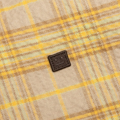 Check Flannel Button-Up Shirt - Brown/Orange