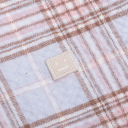 Check Flannel Button-Up Shirt - Light Blue/Pink